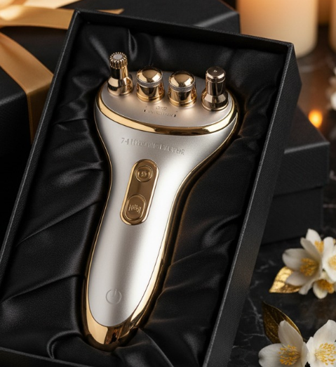 V-Roller EMS Red & Blue Dual-Wave Face Lifting & Slimming Device — Micro Current Tightening Beauty Tool — Eliza & Tuan