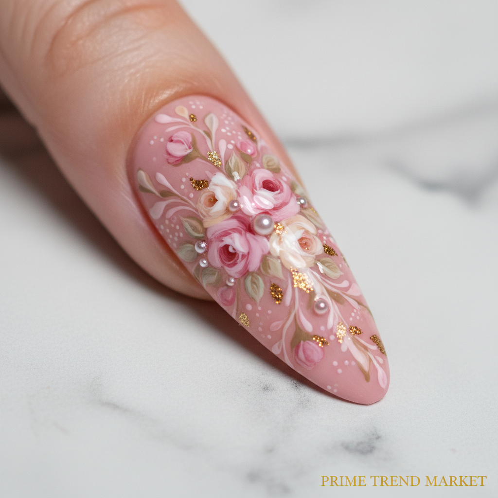 Eclipse Elegance Press On Nails – Long Hand-Painted Pink, Reusable S/M/L by Nail Technician — Prime Trend Market