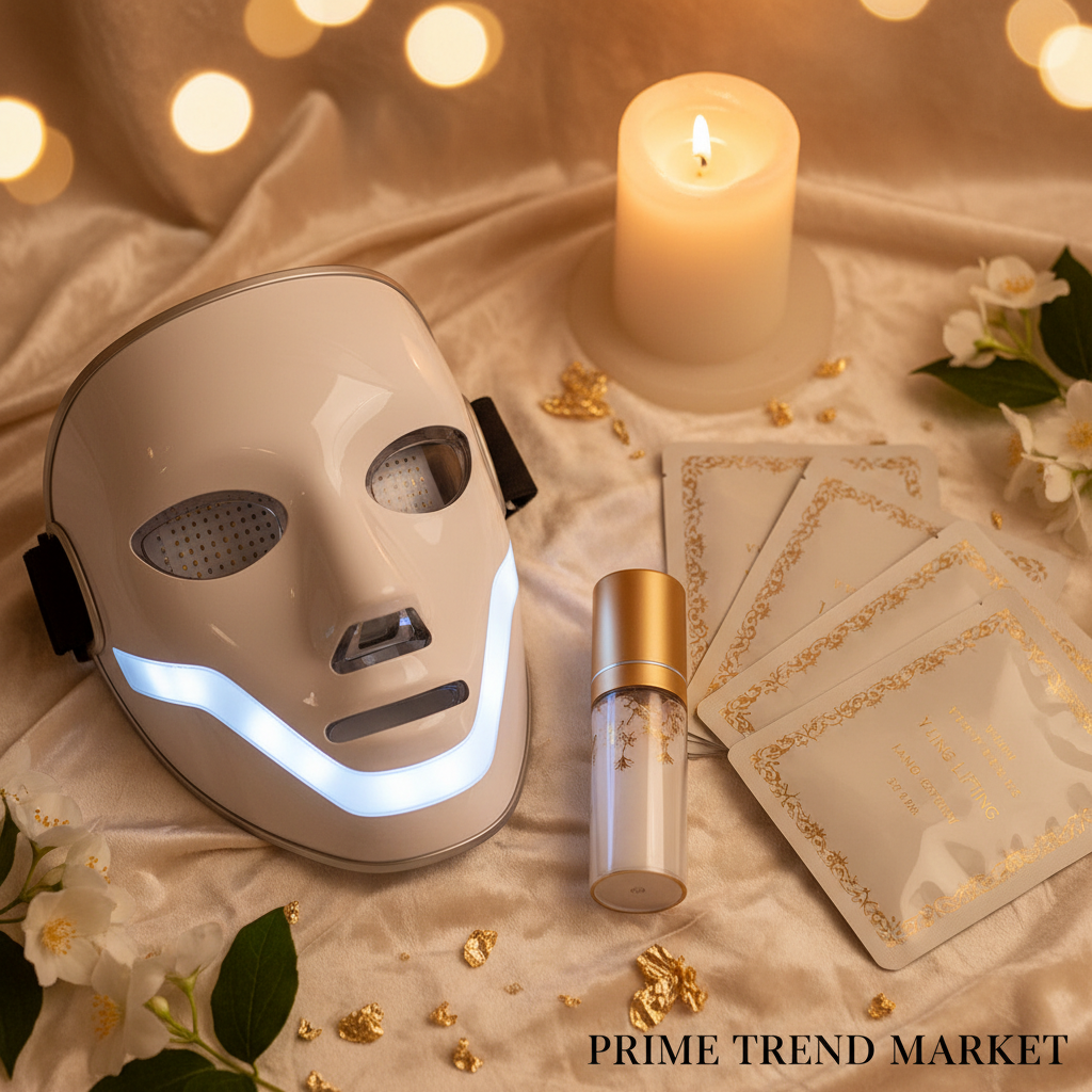 Luxury LED Face Mask Pro Bundle | 7-Color LED Mask + Nano Mist Sprayer + V-Line Lifting Mask — Eliza & Tuan