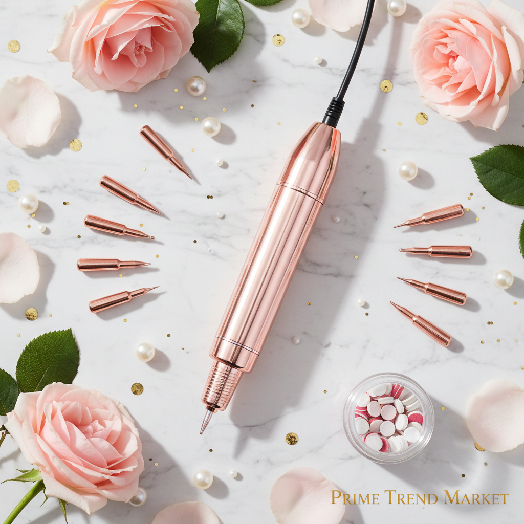 Rose Gold Electric Nail Drill – Professional Nail File Kit with Drill Bits & Sanding Bands | Acrylic & Gel Nails — Prime Trend Market