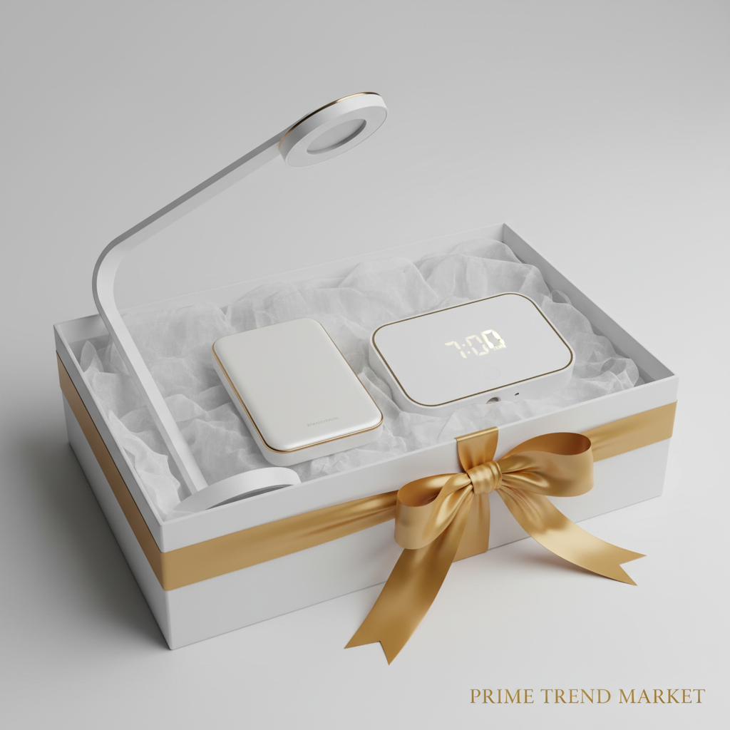 Smart Desk Bundle — LED Desk Lamp + Wireless Power Bank + Bedside Alarm Clock — Prime Trend Market