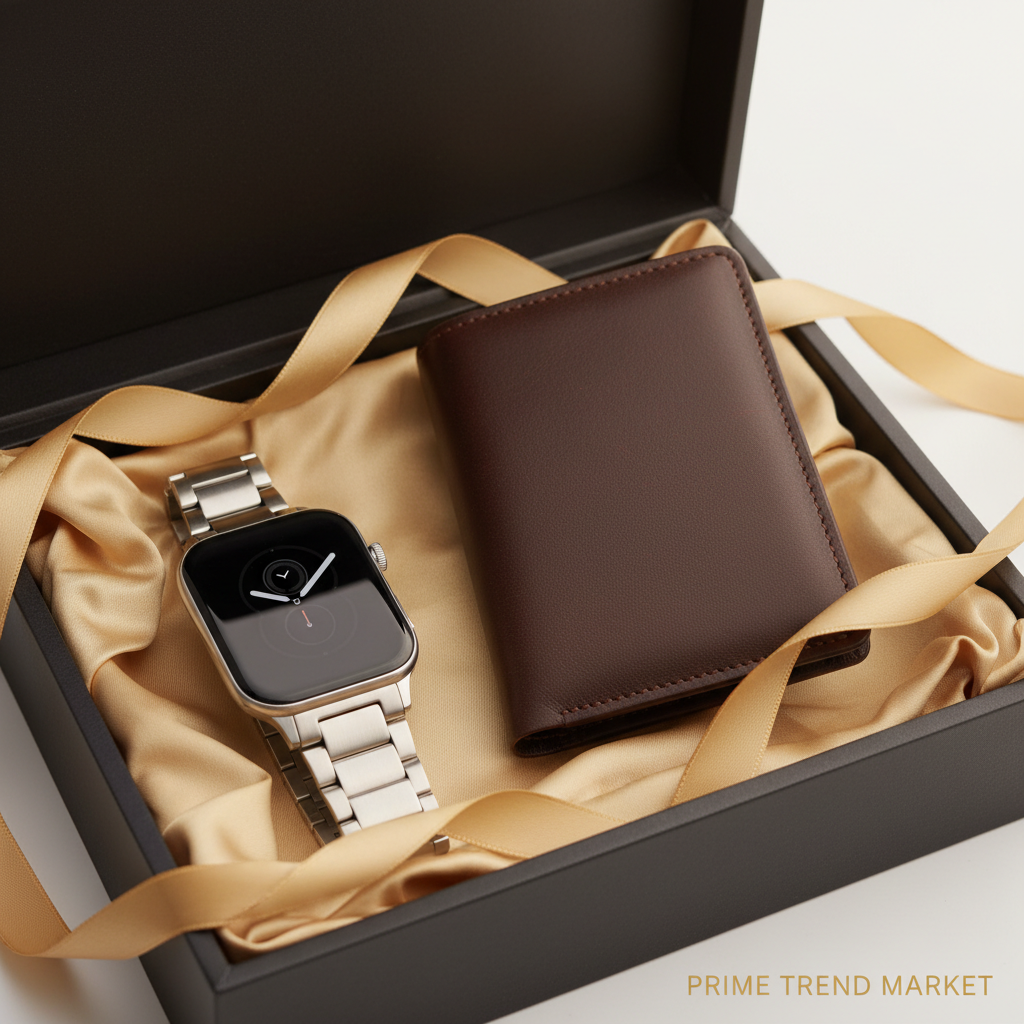 Premium Gift Set – KW10Pro Luxury Smartwatch + AirTag Slim Leather Wallet | Tech Gift for Her — Prime Trend Market