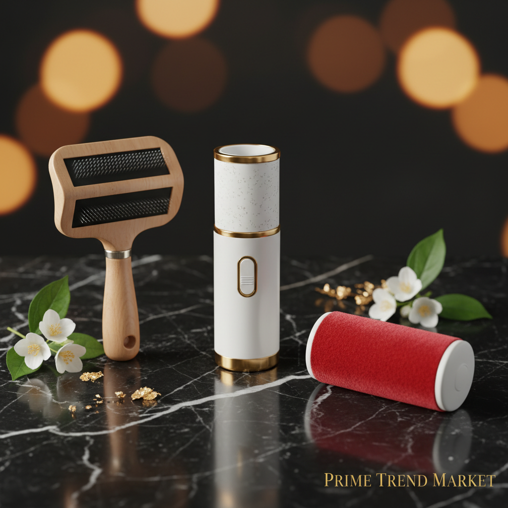 Pet Lint Master Bundle | Self-Cleaning Slicker Brush + Hair Roller + 2-Way Lint Roller — Prime Trend Market