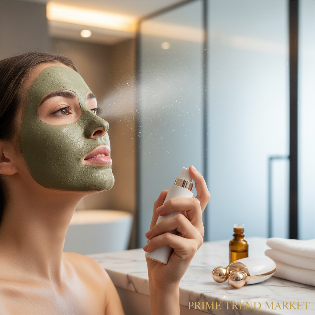 Glow & Hydrate Bundle — Green Tea Mud Mask + Eye Massager + Nano Mist Facial Sprayer — Prime Trend Market