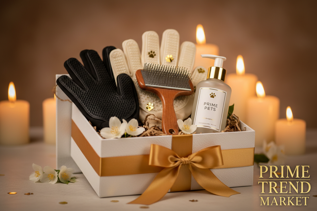 Pet Grooming Starter Bundle | Grooming Gloves + Self-Cleaning Slicker Brush + Detangling Shampoo