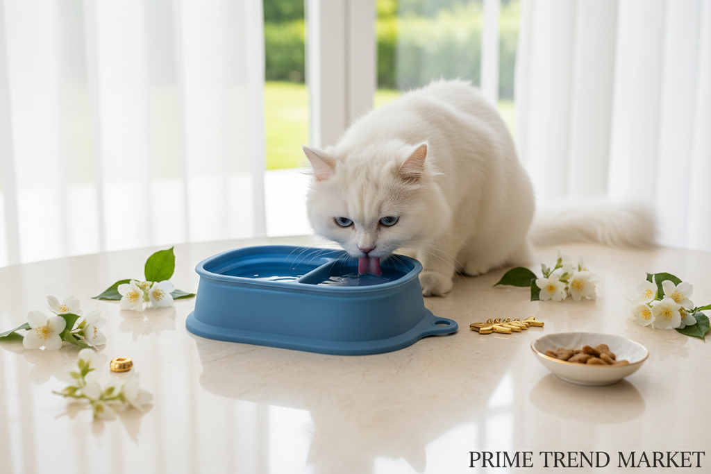 Luxury Silicone Foldable Anti-Spill Pet Double Bowl – Portable Travel Bowl for Cats & Dogs — Prime Trend Market