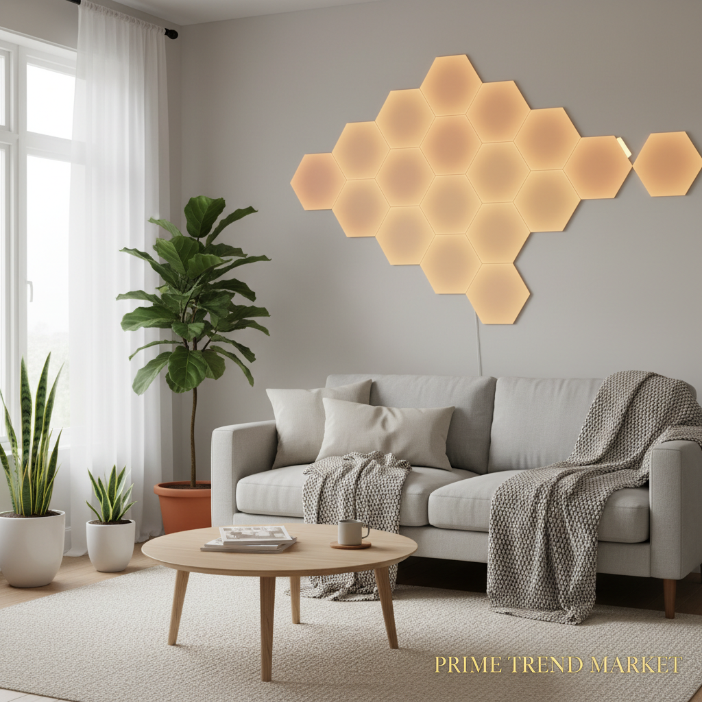 Hexagon LED Smart Light Panel | RGB App-Controlled | Touch Sensor | Modular Wall Light — Prime Trend Market