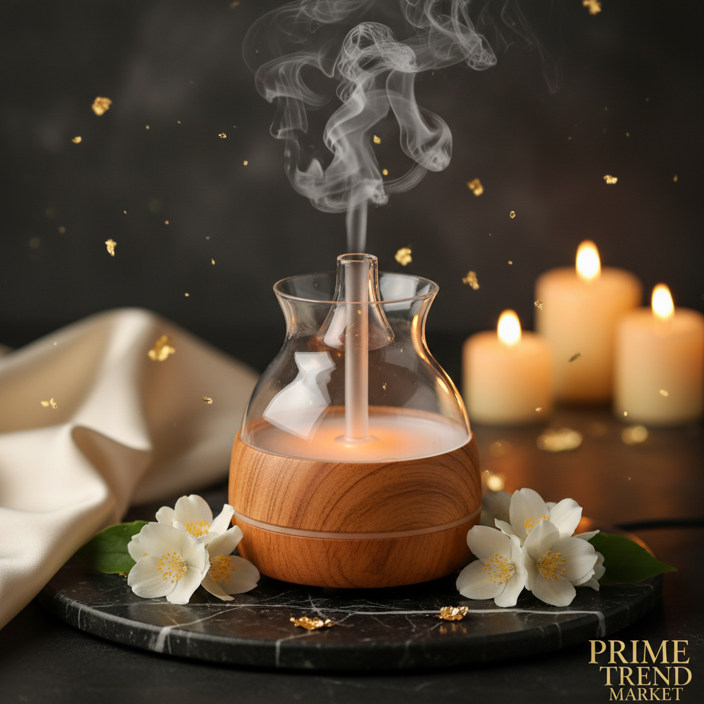Luxury Waterless Essential Oil Aroma Diffuser — Wood & Glass Scent Machine, Home & Office — Eliza & Tuan