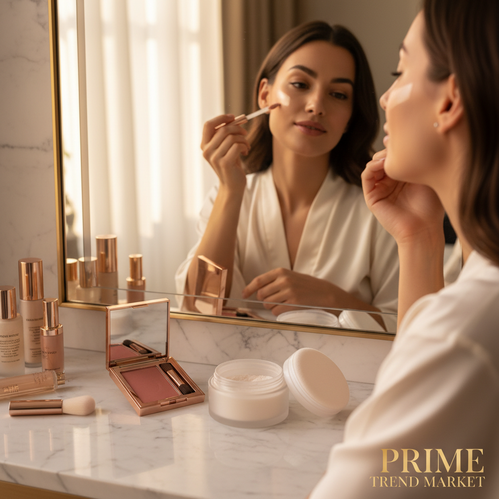 PHOFAY Glow Face Kit — Highlighter Wand + Luminous Powder Blush + Setting Pressed Powder — Prime Trend Market