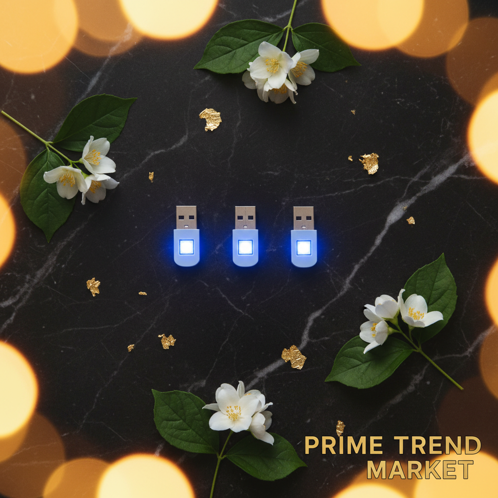 3Pcs Mini Blue LED USB Car Interior Atmosphere Light – Neon Ambient Glow — Prime Trend Market