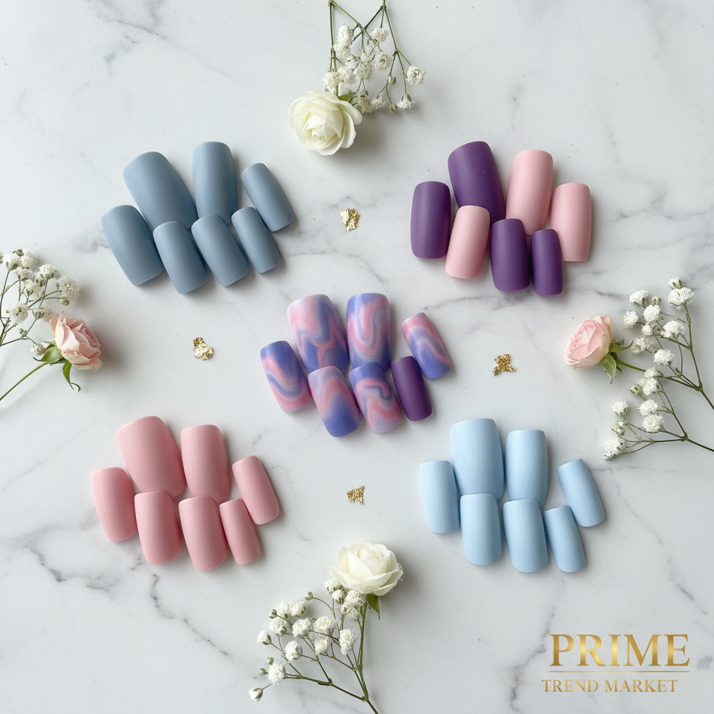 Soft Finish Wearable Press-On Nails — 5 Colors | Blue, Pink, Purple & More — Prime Trend Market