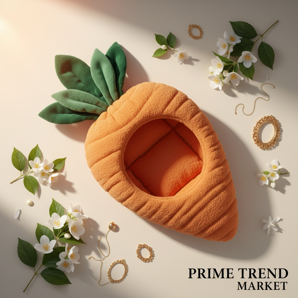 Premium Carrot Cat Pet Bed — Novelty Soft Cloth Kennel, Cozy & Cute, 2 Sizes — Prime Trend Market