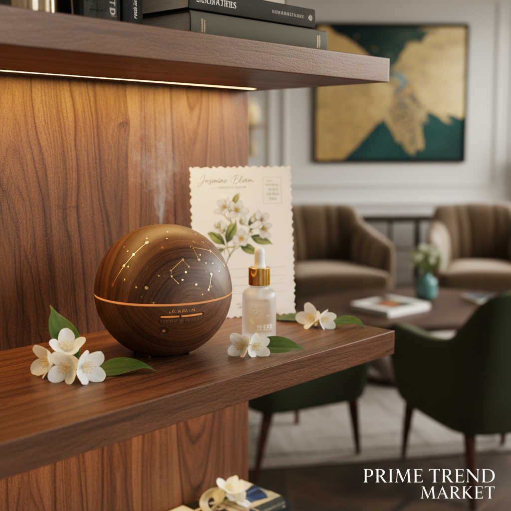 Luxury Asteroid Aromatherapy Oil Diffuser — Black Walnut Sculptural Home Scent — Prime Trend Market