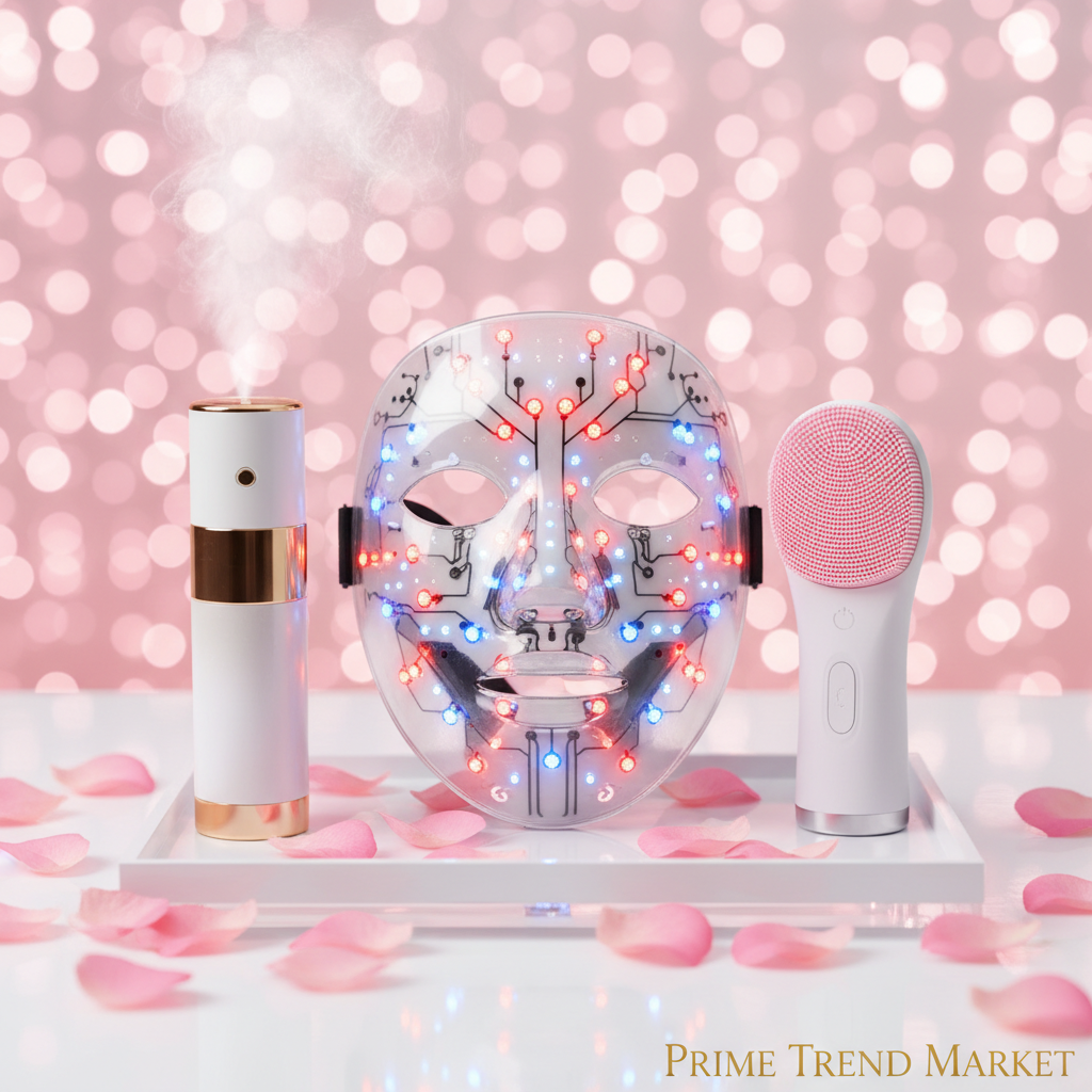 Glow Device Starter Bundle — LED Face Mask + Nano Mist Sprayer + Sonic Cleansing Brush — Prime Trend Market