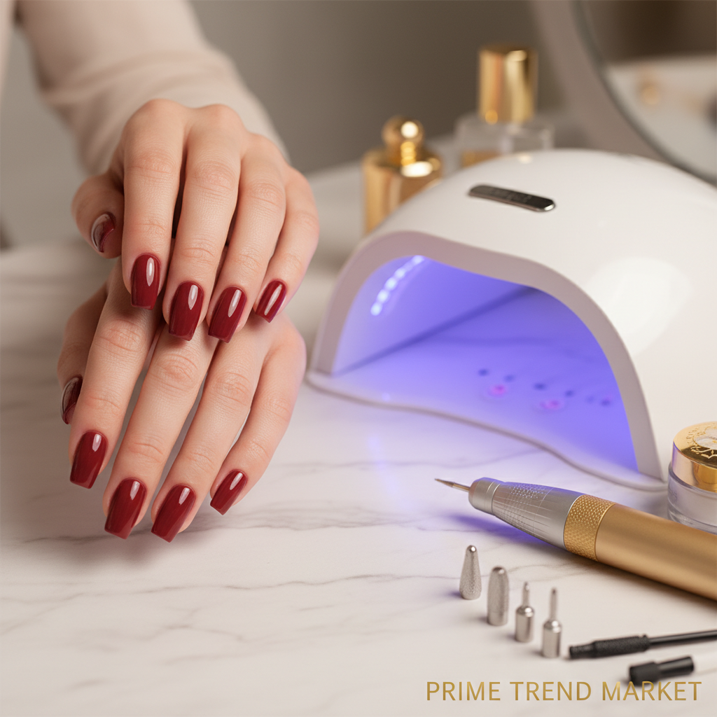 Salon-at-Home Nail Kit — Press-On Nails + UV LED Lamp + Electric Nail Drill — Prime Trend Market