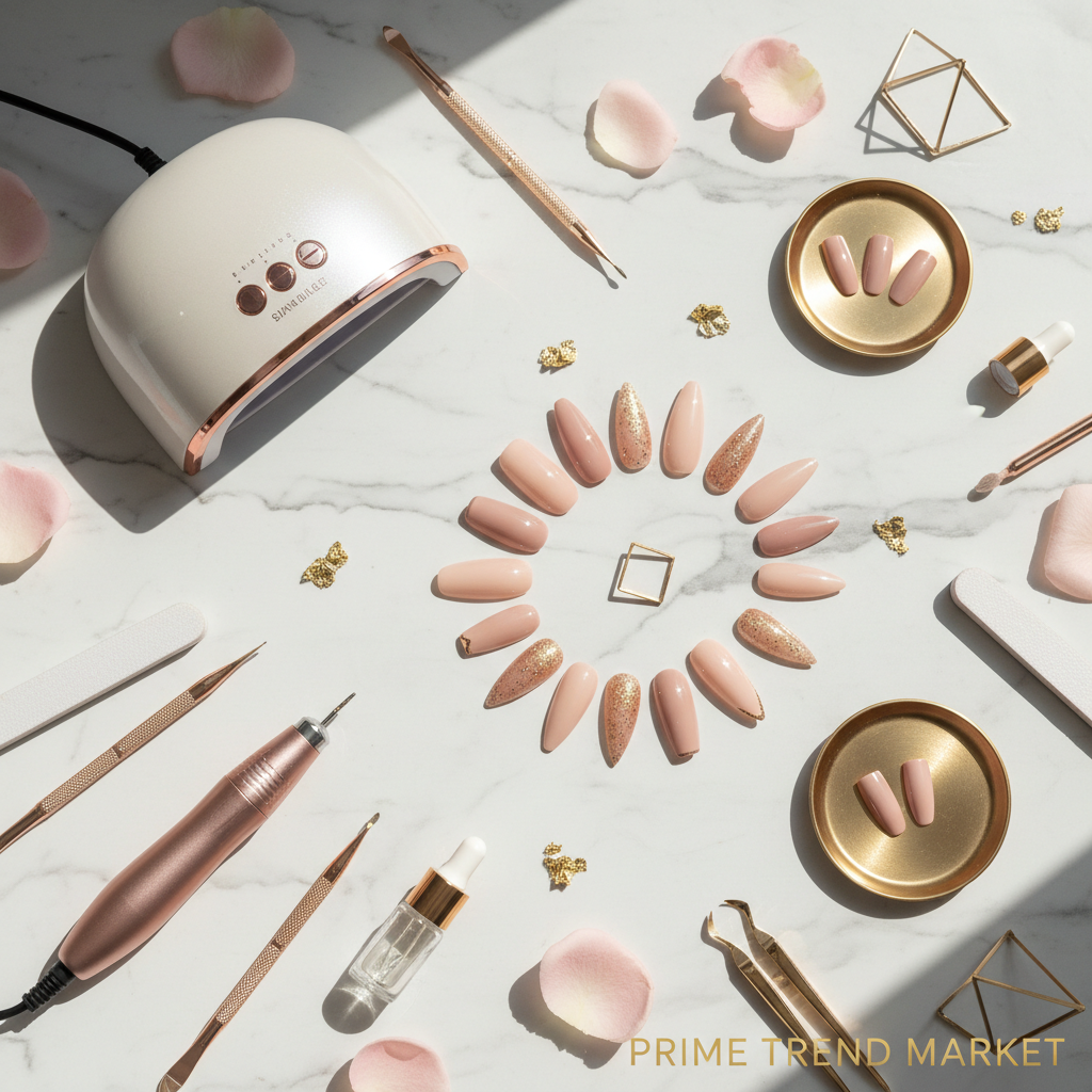 At-Home Nail Tech Starter Kit — Press-On Nails + UV LED Lamp + Rose Gold Electric Nail Drill — Prime Trend Market