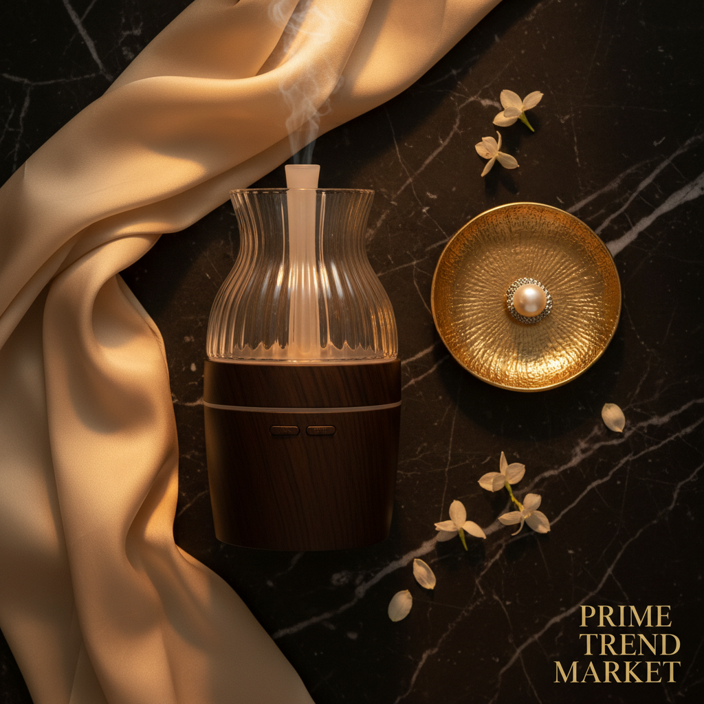Luxury Waterless Essential Oil Aroma Diffuser — Wood & Glass Scent Machine, Home & Office — Eliza & Tuan