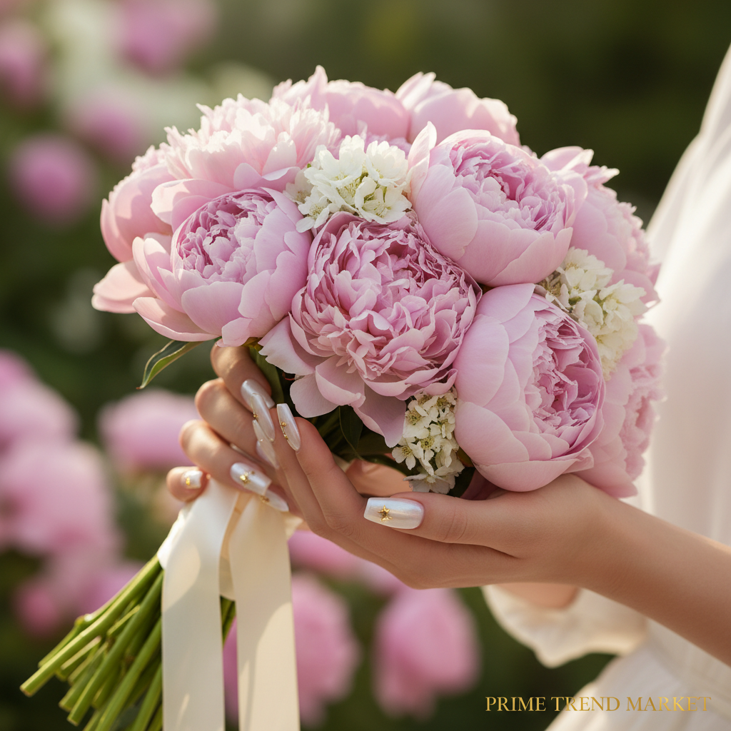 24 PCS Pearl Love Star Press-On Nails — Long Square Fake Nails with Pearl & Star Nail Art — Prime Trend Market