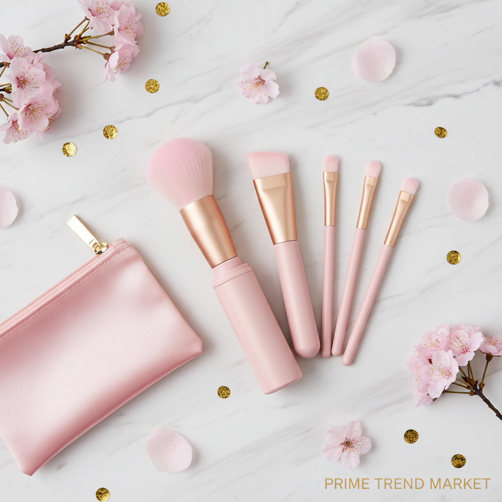 4-in-1 Portable Makeup Brush Set — Travel-Ready Pink Beauty Brushes — Prime Trend Market