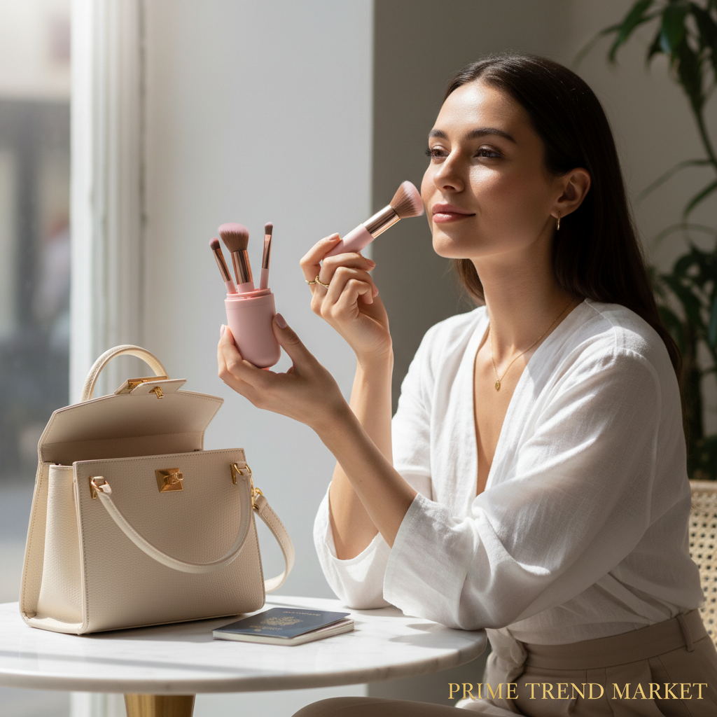 4-in-1 Portable Makeup Brush Set — Travel-Ready Pink Beauty Brushes — Prime Trend Market