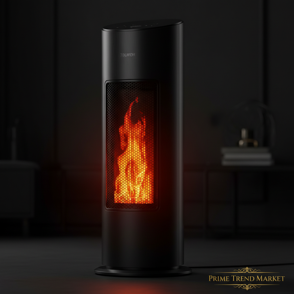1500W Ceramic Tower Space Heater — 3D Flame Effect, 90° Oscillating, Remote Control & 12H Timer — Prime Trend Market