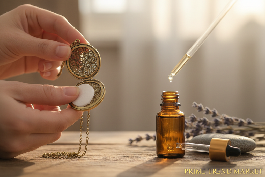 Aromatherapy Essential Oil Pendant Necklace — Titanium Steel Diffuser Locket | 16 Styles + Cotton Pads — Prime Trend Market