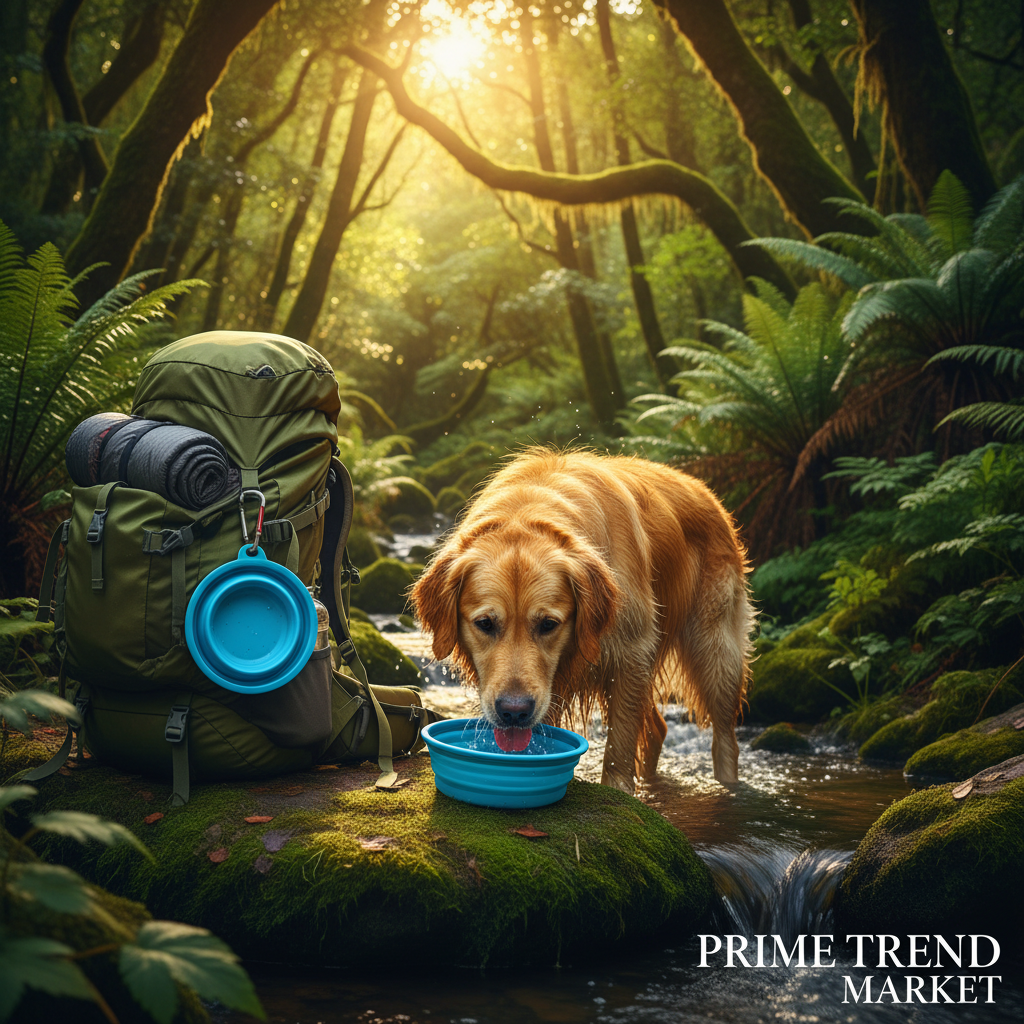 3-in-1 Collapsible Pet Travel Bowl — Slow Feeder, Suction Cup & Collar Hook — Prime Trend Market