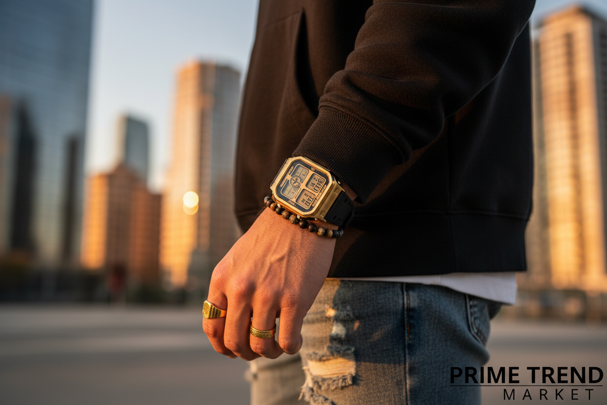 Dual Display Square Sports Watch — Luminous, Waterproof 30M, Chronograph — Prime Trend Market