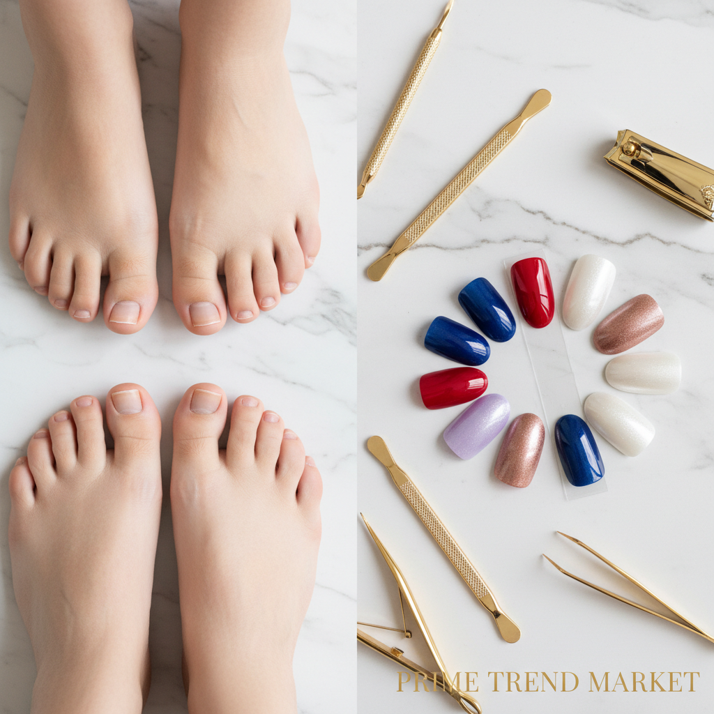 24PCS Press On Toe Nails — Stick On Artificial Fake Toe Nail Set | 24 Sizes — Prime Trend Market