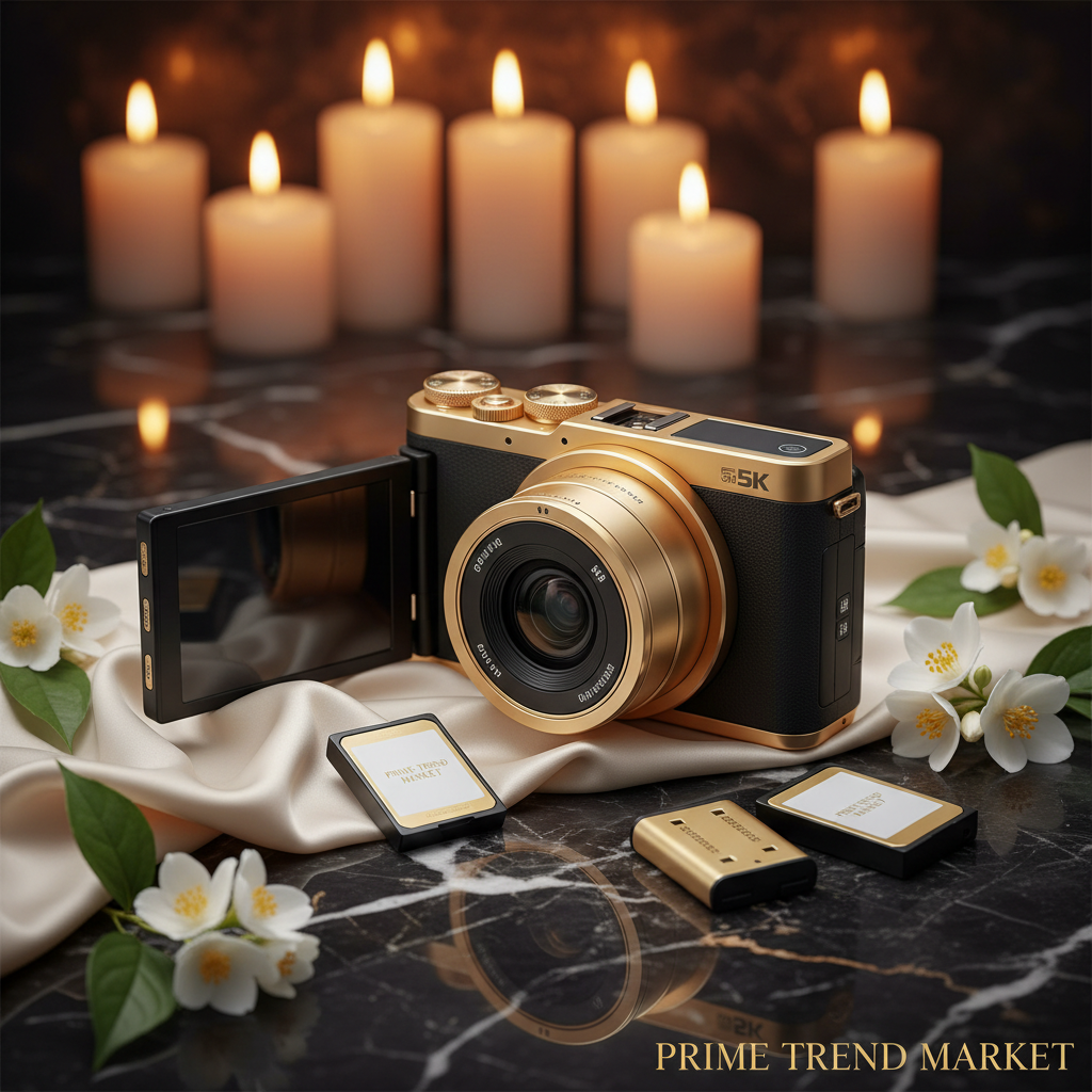 5K WiFi Vlogging Camera with Flip Screen, Fill Light & 2 Batteries — Prime Trend Market