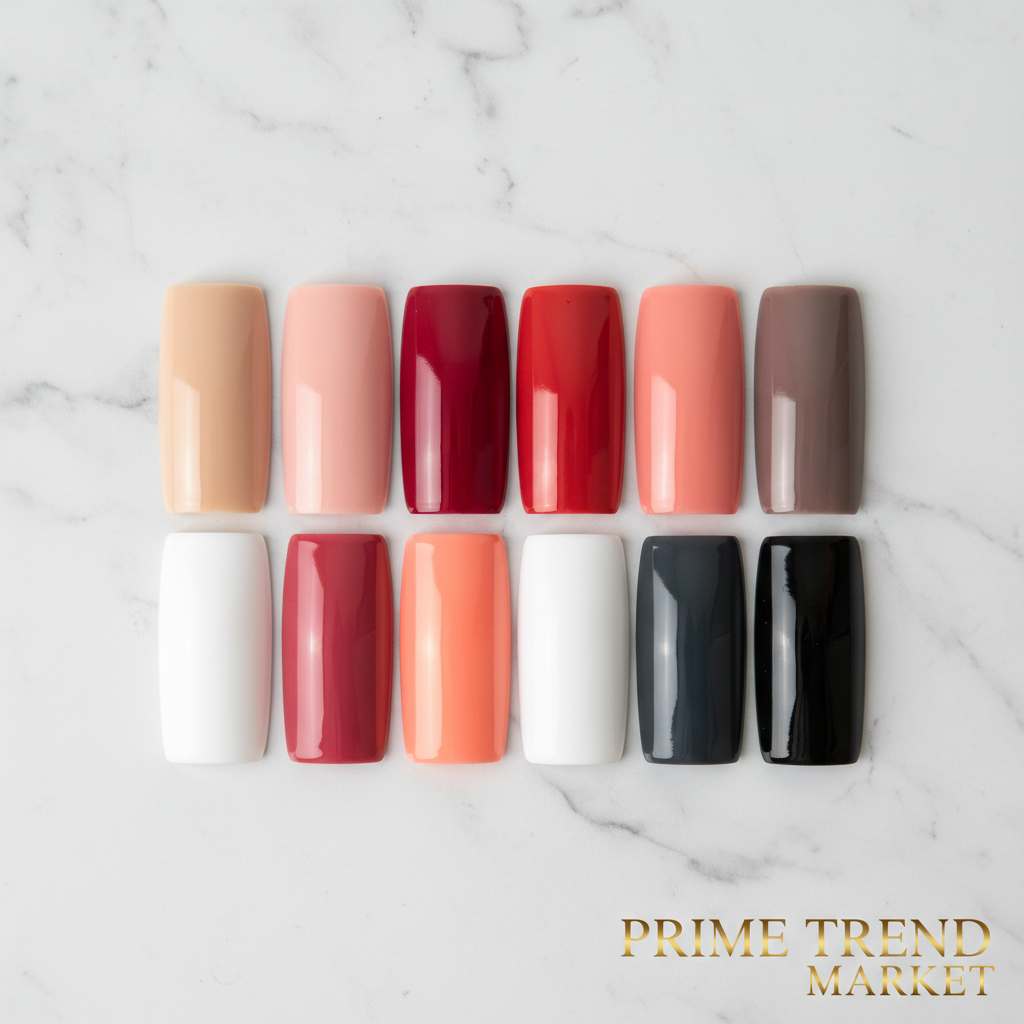 Pure Color Nail Stickers — 16pcs Solid Shade Press-On Set — Prime Trend Market