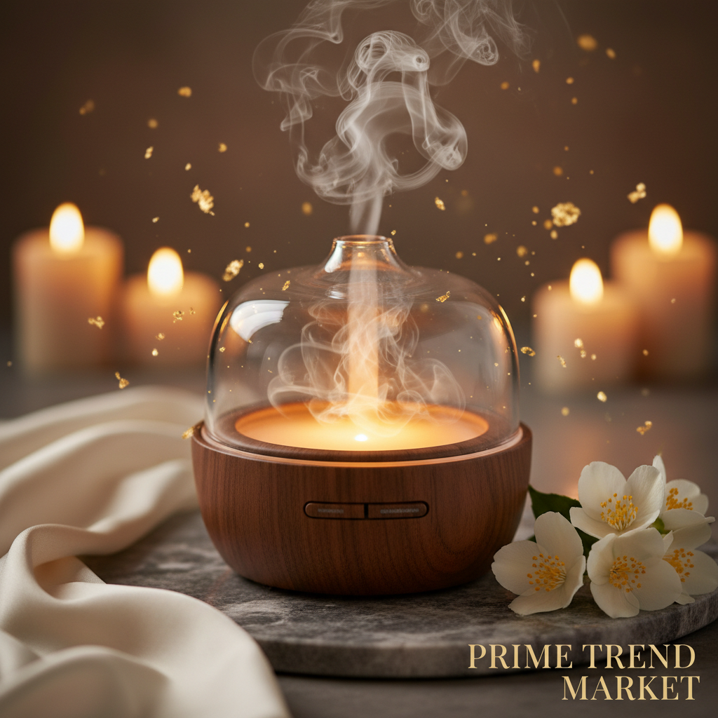 Luxury Waterless Essential Oil Aroma Diffuser — Wood & Glass Scent Machine, Home & Office — Eliza & Tuan