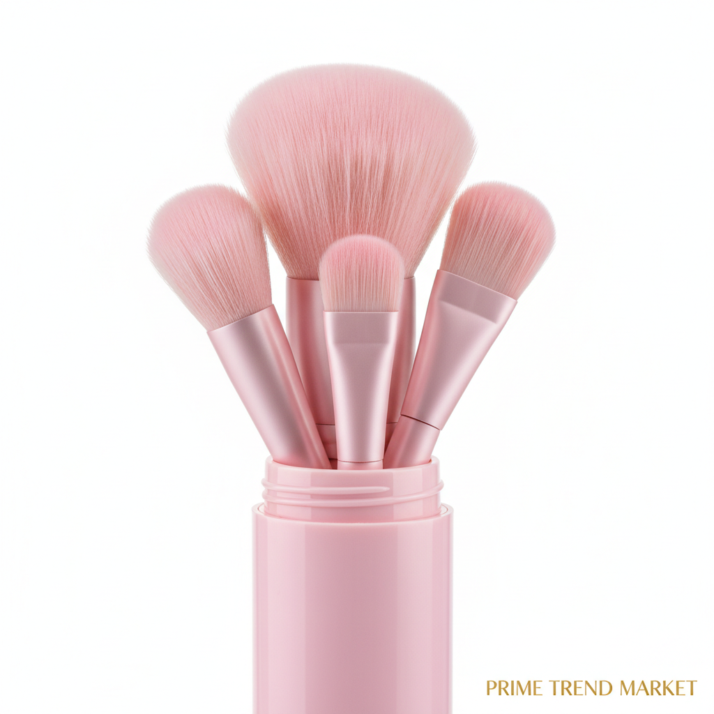 4-in-1 Portable Makeup Brush Set — Travel-Ready Pink Beauty Brushes — Prime Trend Market