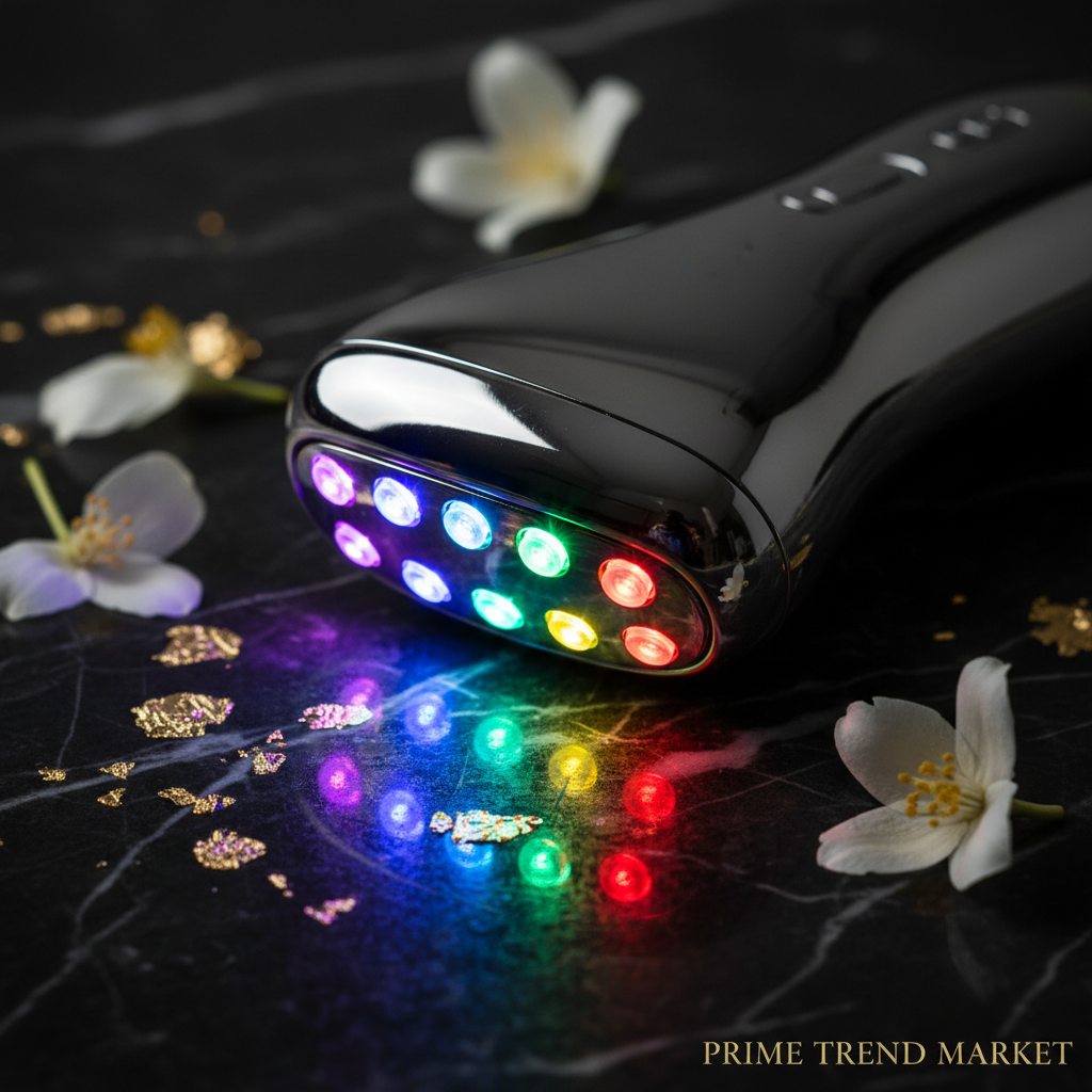 Luxury 7-Color LED EMS Face & Neck Beauty Massager — Negative Ion, Infrared, Ultrasonic Skin Rejuvenation — Eliza & Tuan