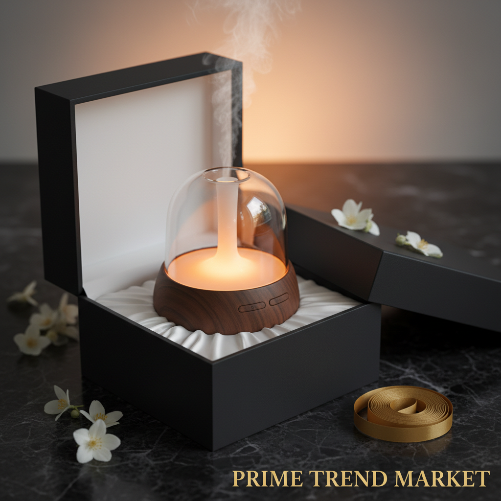 Luxury Solid Wood Glass Aroma Diffuser & Humidifier — Ultrasonic, Aromatherapy, Sleep Aid, Timer — Prime Trend Market
