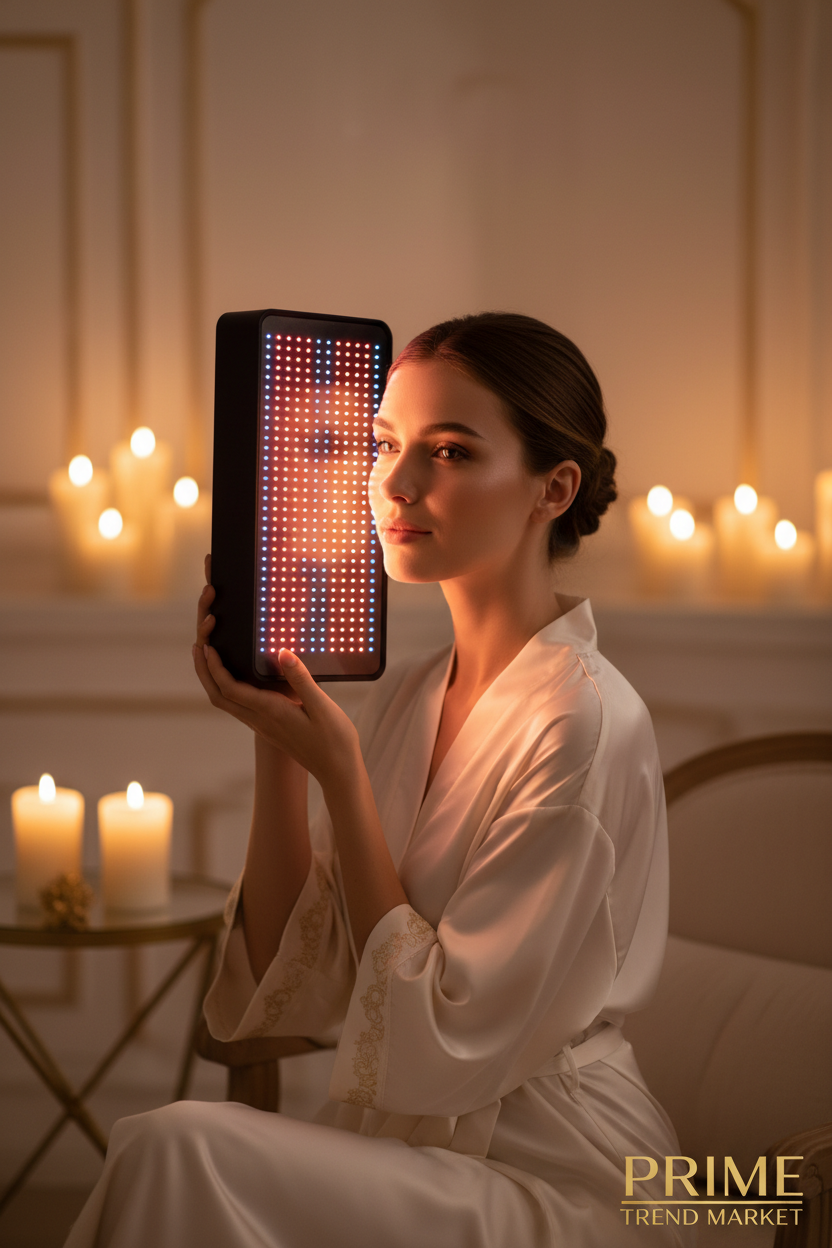 Large-Panel Red & Blue LED Light Therapy Device — Professional Acne & Skin Rejuvenation Treatment — Eliza & Tuan