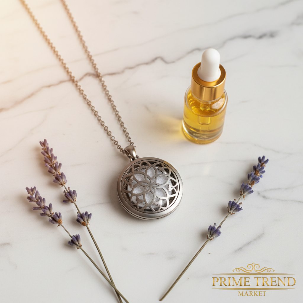 Aromatherapy Essential Oil Pendant Necklace — Titanium Steel Diffuser Locket | 16 Styles + Cotton Pads — Prime Trend Market