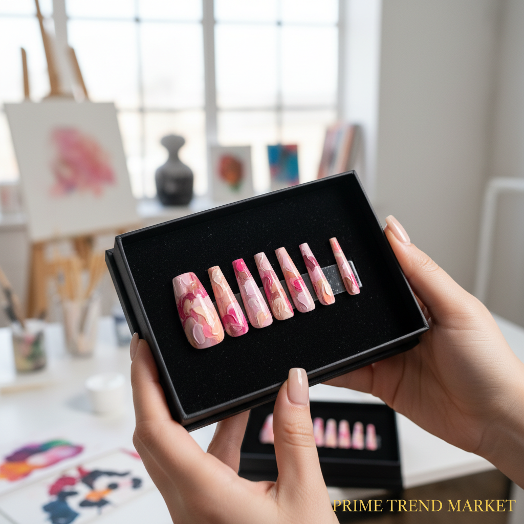 Graffiti Oil Painting Press-On Nails – Super Long Ladder | Removable Wearable Nail Art — Prime Trend Market