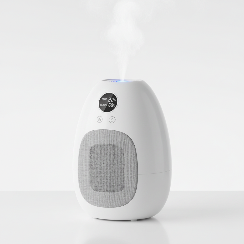 Portable space heater humidifier close-up mist