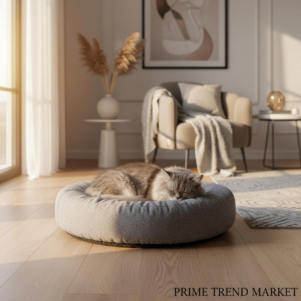 Premium Lamb Wool Round Pet Bed — Deep Sleep Donut Nest, Ultra-Soft, 3 Sizes — Prime Trend Market