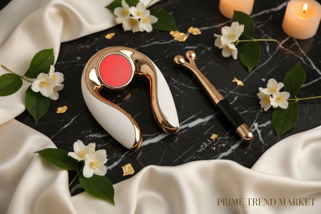 Glow & Lift Duo Bundle | IFT Red Light Face & Neck Lifting Massager + EMS Microcurrent Facial Wand — Prime Trend Market
