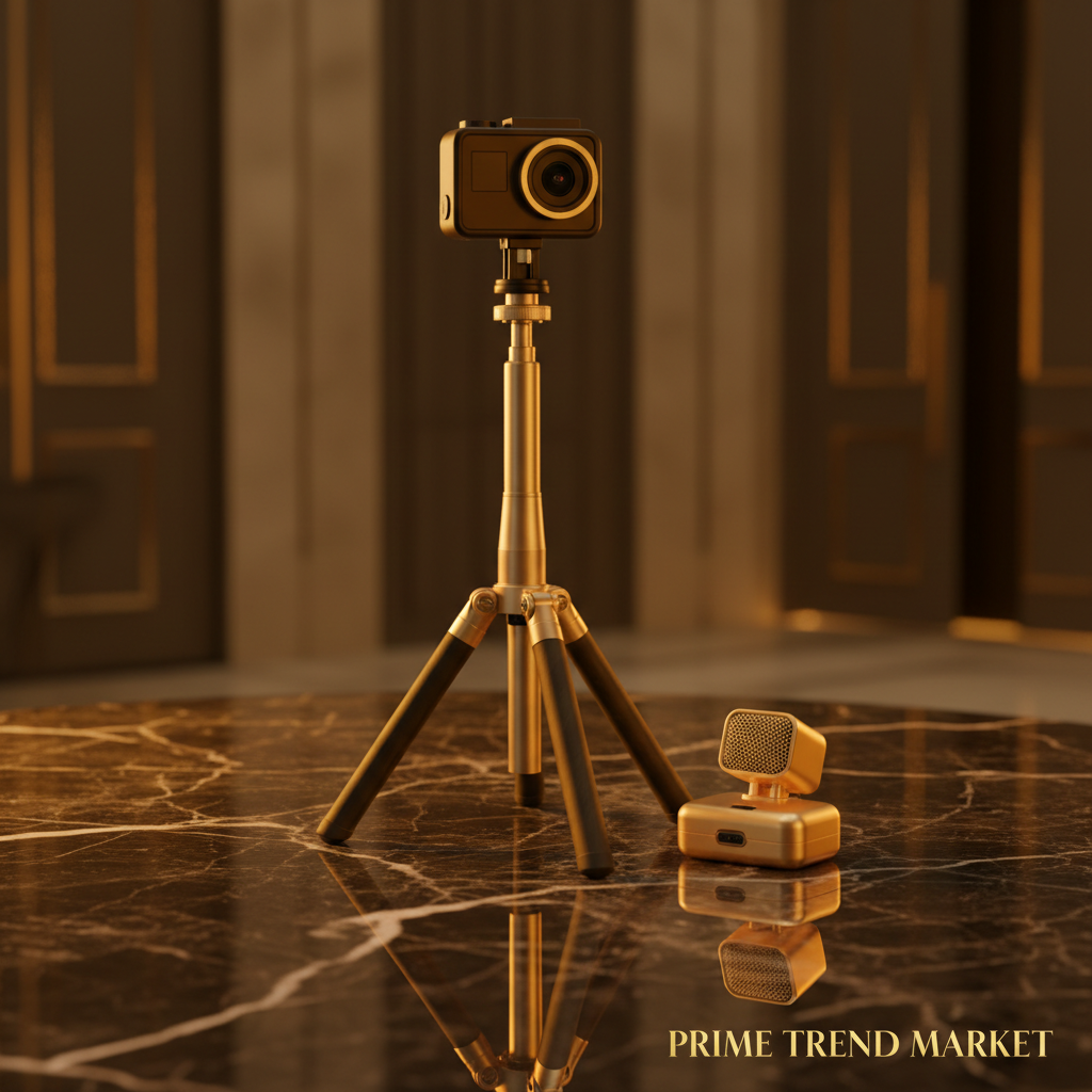 Luxury Content Creator Bundle | Selfie Stick Tripod + Wireless Clip-On Mic + Action Camera — Prime Trend Market