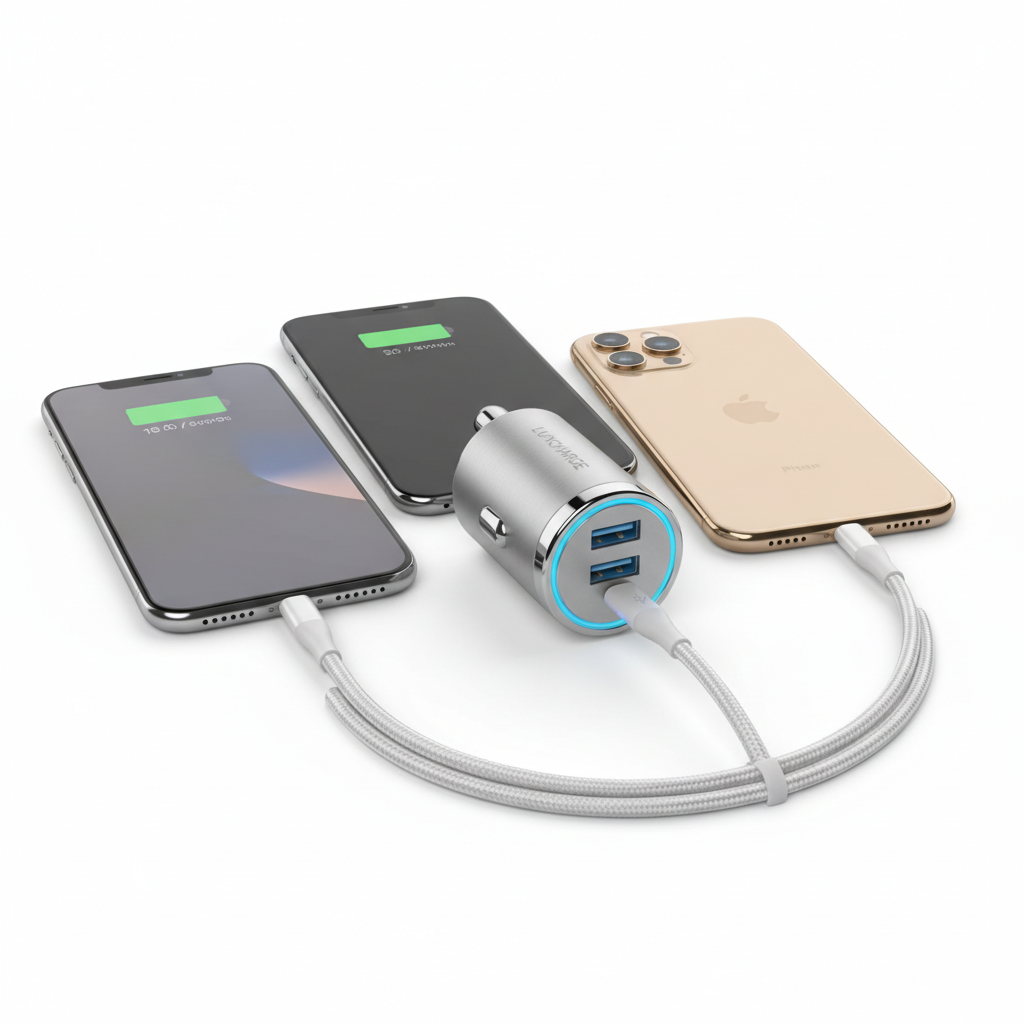 3-Port USB Car Charger 30W — Fast Charge iPhone 16, 15, 14 & More — Eliza & Tuan