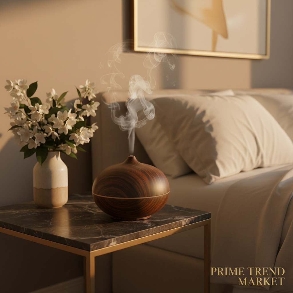 Luxury Wood Grain Ultrasonic Aroma Diffuser — Japandi Home Scent Decor — Prime Trend Market