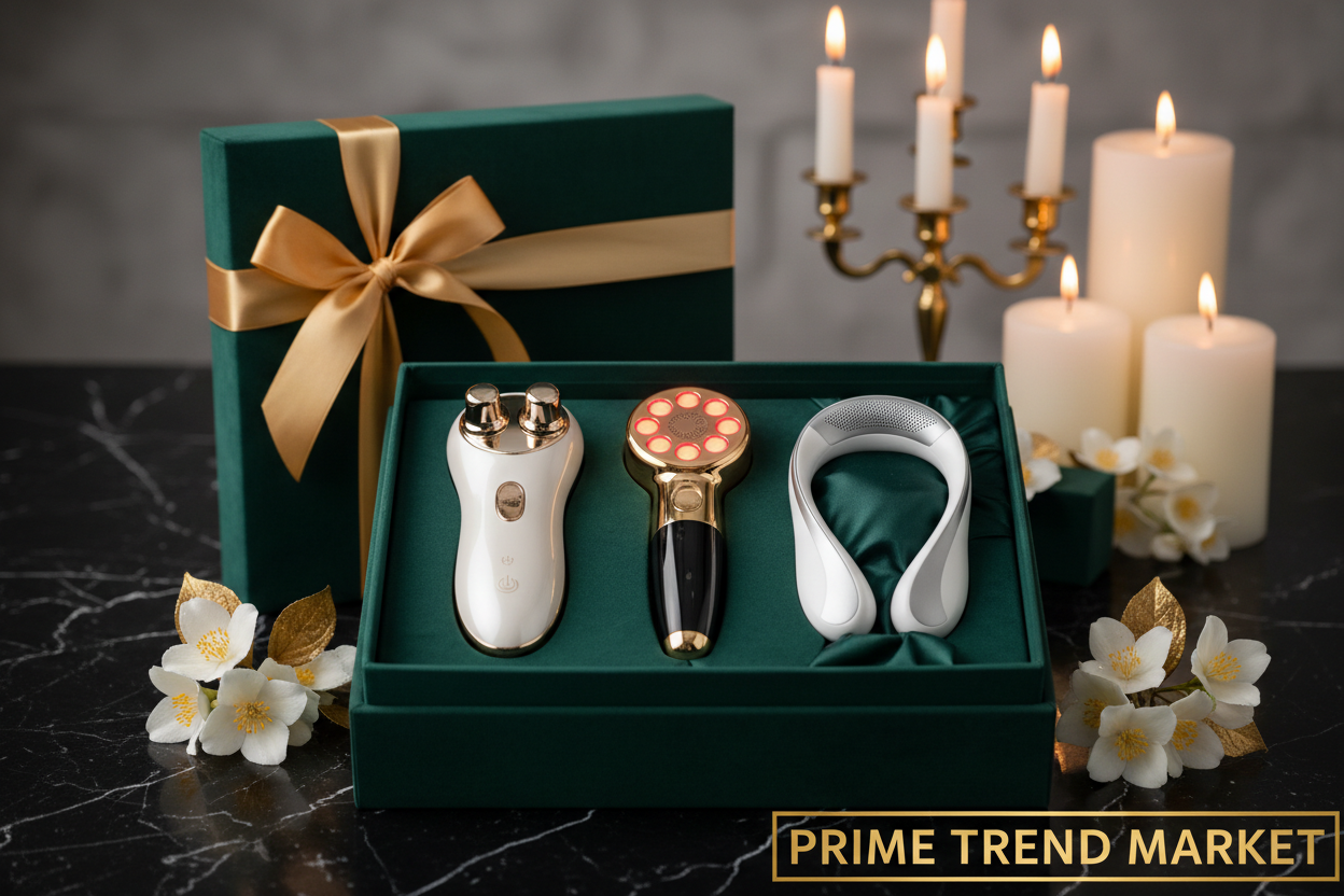 Luxury Anti-Aging Set | EMS Facial Massager + RF LED Photon Device + Neck Lifting Tool — Complete 3-in-1 Rejuvenation Bundle — Prime Trend Market