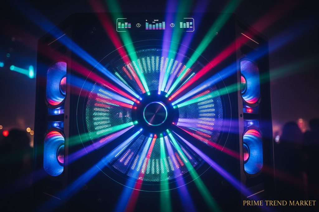 250W Party Speaker with Karaoke | Bluetooth, Disco Lights, 2 Wireless Mics, Portable Rolling PA DJ System — Prime Trend Market