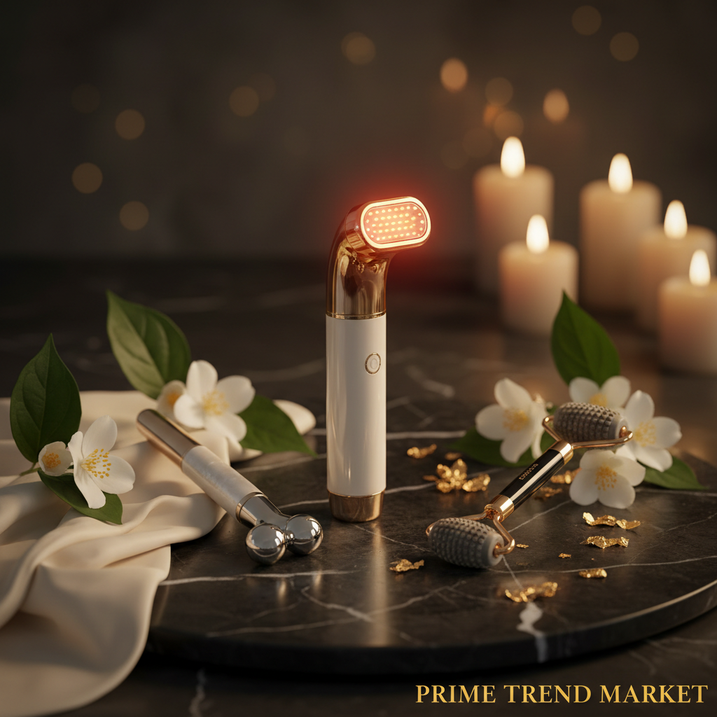 Luxury Anti-Aging Wand Bundle | RF LED Lifting Wand + Microcurrent Toning Wand + Germanium Stone Roller — Prime Trend Market