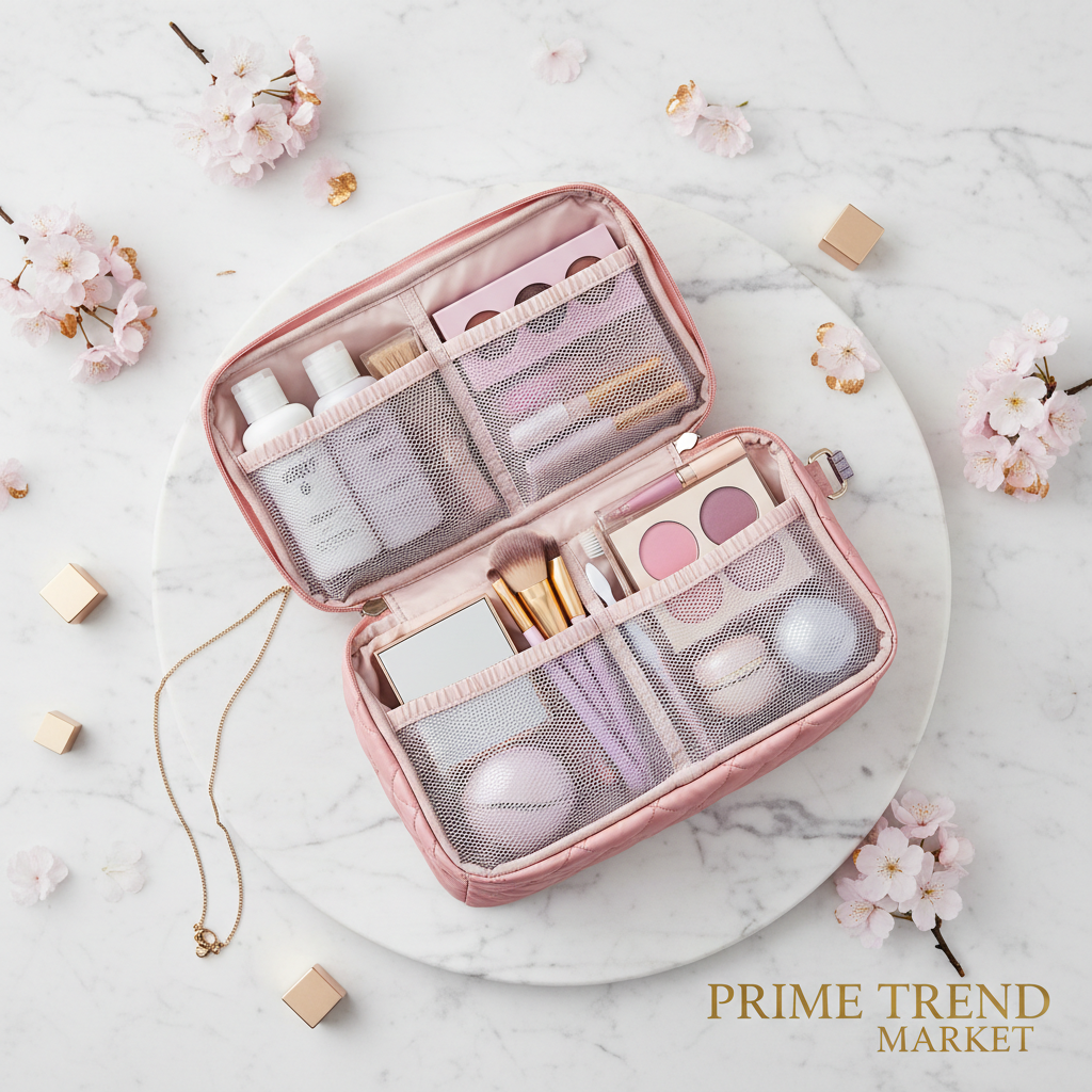 Waterproof Travel Cosmetic Bag — Multi-grid Divider Toiletry & Makeup Organizer — Prime Trend Market