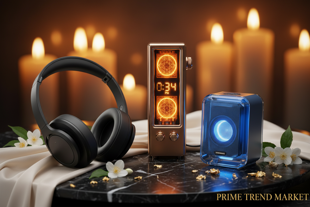Luxury Vintage Audio Bundle | Nixie Tube Speaker + Blue Glass Mini Speaker + 2-in-1 Speaker & Headset Combo — Prime Trend Market