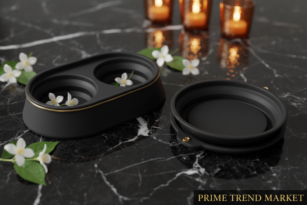 Luxury Silicone Foldable Anti-Spill Pet Double Bowl – Portable Travel Bowl for Cats & Dogs — Prime Trend Market